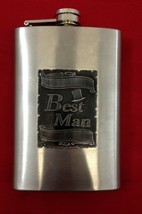 Stainless Steel &quot;BEST MAN&quot; 8 oz Drinking Flask  - £7.81 GBP