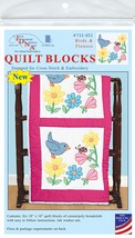 Jack Dempsey Stamped White Quilt Blocks 18&quot;X18&quot; 6/Pkg-Birds &amp; Flowers - £13.98 GBP