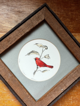 Pam Harden Signed &amp; Numbered Red Male Cardinal Perched in Branch Print in Wood - £14.44 GBP