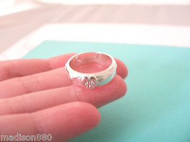 Tiffany &amp; Co Silver Nature Rose Flower Ring Band Sz 5.5 Gift Love Promis... - £210.01 GBP