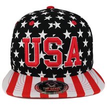 Trendy Apparel Shop USA 3D Embroidered Snapback Cap with Stars and Striped Print - £13.57 GBP