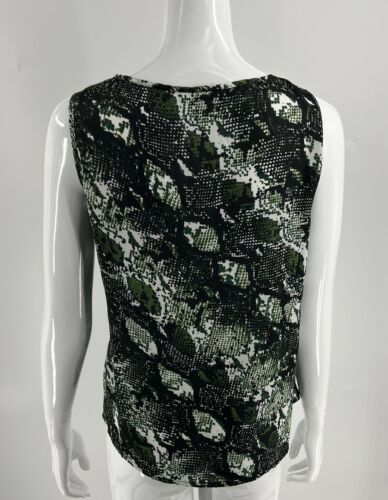 Notations Top Size Small Green Black Snake Print Sleeveless Blouse Career Womens Item image 4