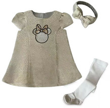 Disney Store Minnie Mouse Icon Gold Holiday Dress for Baby Sz 6-9M NEW - £30.92 GBP