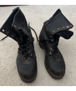 Vintage PD TUFF Men&#39;s Black Leather Steel Toe Logger Boots USA Made Sz 8 - $121.77