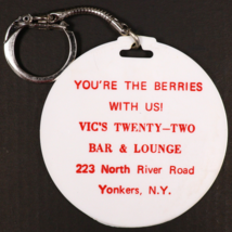 Vic&#39;s Twenty-Two Bar &amp; Lounge Yonkers NY VTG Keychain Strawberry Scratch... - $7.12