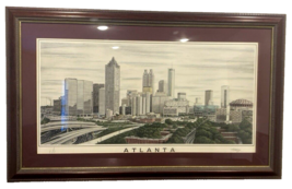 Atlanta Ga. Skyline Cityscape Artwork LARGE Framed 1 of 1 Snd. Harris Gorgeous - £107.70 GBP