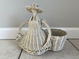 Wicker Indoor Planter Pot Mario Lopez Torres Style MCM Women Basket Boho... - $49.45