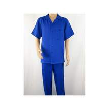 Men 2pc Walking Leisure Suit Short Sleeves By DREAMS 256-21 Solid Royal Blue image 7