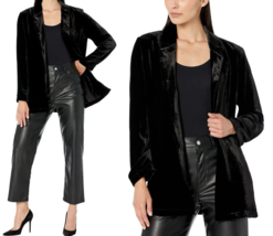 Eileen Fisher Womens Sz L Long Blazer Black Silk Velvet Jacket Cardigan ... - $188.09