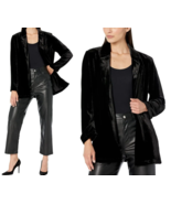 Eileen Fisher Womens Sz L Long Blazer Black Silk Velvet Jacket Cardigan ... - £147.92 GBP