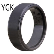 Brand Jewlry 8MM Width Black Steps Tungsten Carbide Ring with Brushed Surface Fo - £29.20 GBP