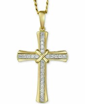 0.25 Ct Round Cut Diamond Cross Pendant 14Carat Yellow Gold Over Jewelry Gift - £75.44 GBP