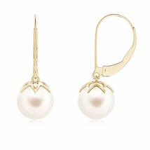 Freshwater Cultured Pearl Drop Earrings in 14k Solid Gold (AAA, 8MM) - £253.33 GBP