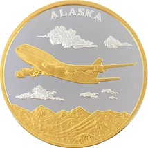 Alaska Mint Alaska 747 Aviation Gold Silver Medallion Proof 1Oz - £94.01 GBP
