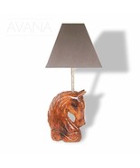 West African Style Hand Carved Teak Wood Horse Head Table Lamp - - $199.00