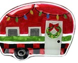 Lori Siebert Server Plate Glass Fusion Red Holiday Camper Shaped NWT - $26.37
