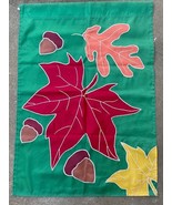 Fall Leaves Acorns Thanksgiving Nylon Embroidered Yard Flag Red Orange Y... - £11.57 GBP
