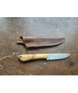 7.5&quot; Damascus Steel Hunting Skinning Knife Composite Handle With Leather... - $29.70