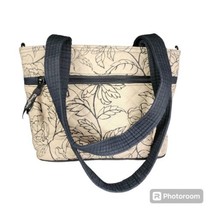 Donna Sharp Quilted Shoulder Bag Tote Purse Medium Black Tan 10&quot; x 8&quot; x 4&quot; - £22.68 GBP