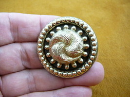 (br-109) Swirl circle gold tone round brass pin pendant brooch fashion jewelry - £18.66 GBP