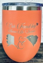 Engraved 12 oz Stemless Wine Tumbler Custom Personalized Friendship Moving Gift - £17.18 GBP