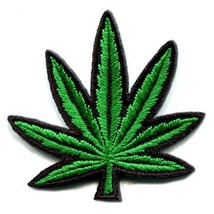 Marijuana Leaf Iron On Patch 1.9&quot; Cannabis Pot Weed Hippie Embroidered Applique - £3.89 GBP
