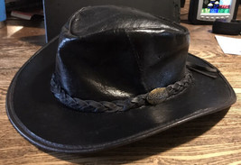 Jacaru Australia Bushman Black Leather Braided Head Band Hat Adult XL Kangaroo - £43.53 GBP