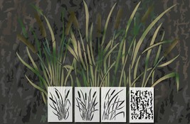 Spray Paint Camouflage Stencils Camo Jon Duck Boat Hunting CATTAIL 4 PAC... - £15.14 GBP