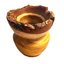 Turned Wood Vase Candle Votive Holder Artist Signed Handmade Sassafras - £16.19 GBP