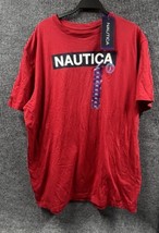 NAUTICA Shirt Mens XXL (2XL) Red Crew Neck Pullover Cotton Top Spell Out... - $20.11