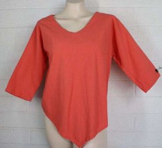 B&#39;Gauze Large Melon Solid Color Asymmetrical Hem Cotton Gauze Top - £14.91 GBP