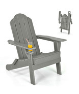 Foldable Weather Resistant Patio Chair with Built-in Cup Holder-Gray - C... - £179.12 GBP