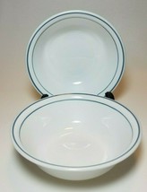 Corelle BROOK Coupe Cereal or Soup Bowls 6-1/4&quot; Set of 2 Double Blue Bands Rings - £7.73 GBP