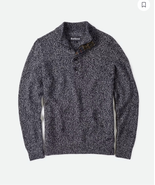 Barbour Sid Buttoned Half Zip Sweater Navy Marl $160 XL - $99.89 CAD