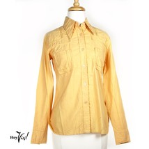 Vintage 1970s Noodle Soup Button Down Yellow Fitted Shirt Blouse Sz S - Hey Viv - £25.17 GBP