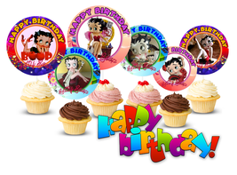 12 Betty Boop Inspired Party Picks, Cupcake Picks, Cupcake Toppers Set #1 - £11.77 GBP