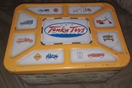 Vintage Yellow Metal Tonka Toys Popcorn Tin/Box &amp; Lid; Storage HASBRO 1998 - £29.88 GBP