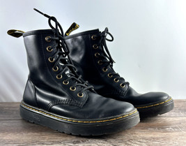 Dr. Martens Zavala Casual Combat Boots Black Leather Men&#39;s Size 6 Women&#39;s 7 - $59.39