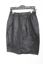 Vtg Avanti 14 (29&quot; Waist) Black Leather Pencil Skirt Pockets - £21.01 GBP