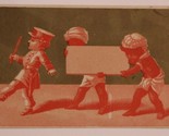 Victorian Trade Card # Red Soldiers Marching Gold Background VTC 2 - $5.93