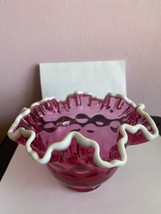 Fenton Wisteria Snow Crest Thumbprint Crimped 8 Ruffle Bowl - $129.98