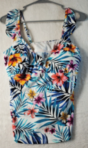 Time And Tru Swim Top Women Medium Multicolor Floral Nylon V Neck Underw... - £5.96 GBP