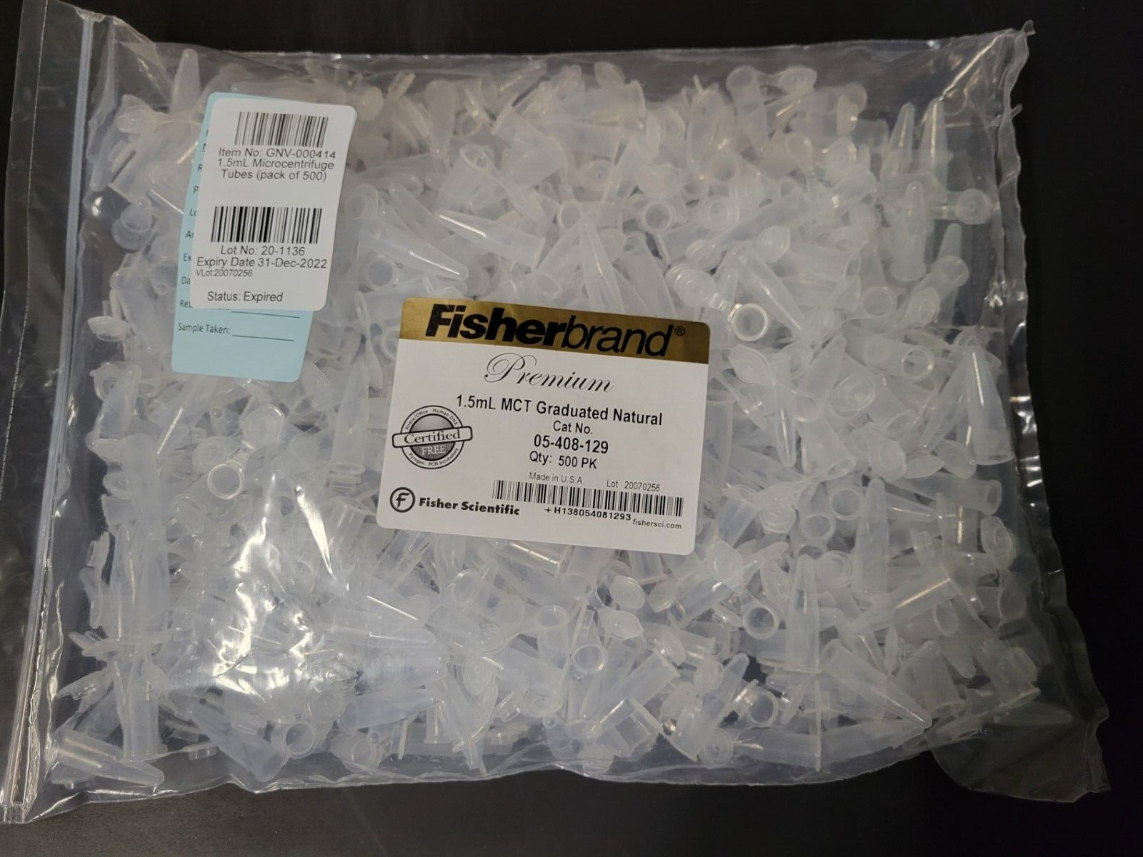 500 Fisherbrand Premium MicrocentrifugeTubes 1.5mL  Fisher Scientific 05... - $19.75