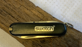 Victorinox Folding Pocket Knife Swatch Advertising Black Multi Tool Blad... - $29.95