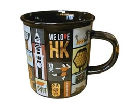 Starbucks Hong Kong Bone China Gold Ceramic Mug Coffee 12 oz Collectible Vintage - £14.66 GBP