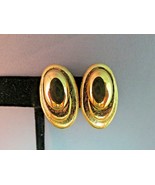 Monet Comfort Clip Earrings Gold Plated Oval Design Textured Smooth Mark... - $24.67 CAD