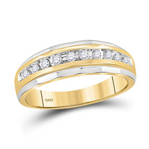 10kt Two-tone Gold Mens Round Diamond Wedding Band Ring 1/4 Cttw - £448.11 GBP