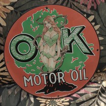 1930 Vintage Style Oak Motor Oil Frontier Manufacturing Fantasy Porcelain Sign - £98.32 GBP