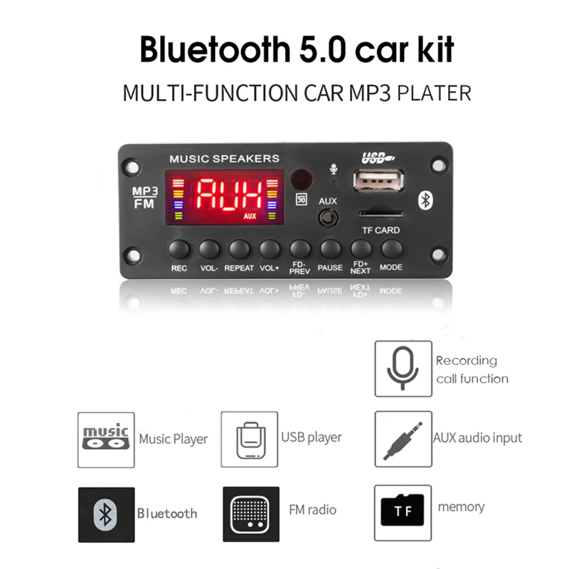 2*25W 50W Amplifier 7V-15V MP3 Player Decoder Board Bluetooth-compatible 5.0 Car - £12.10 GBP