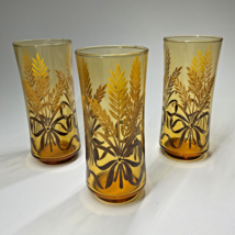 Vintage Libbey Glasses Amber Golden Wheat Ribbon - Set Of 3 Replacements - $16.99